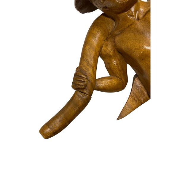 Vintage Asian Hand Carved Wooden Farm Worker with Scythe - Picture 9 of 14